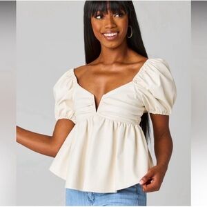 Buddy Love Pleather Houston Puff Sleeve Blouse (M)